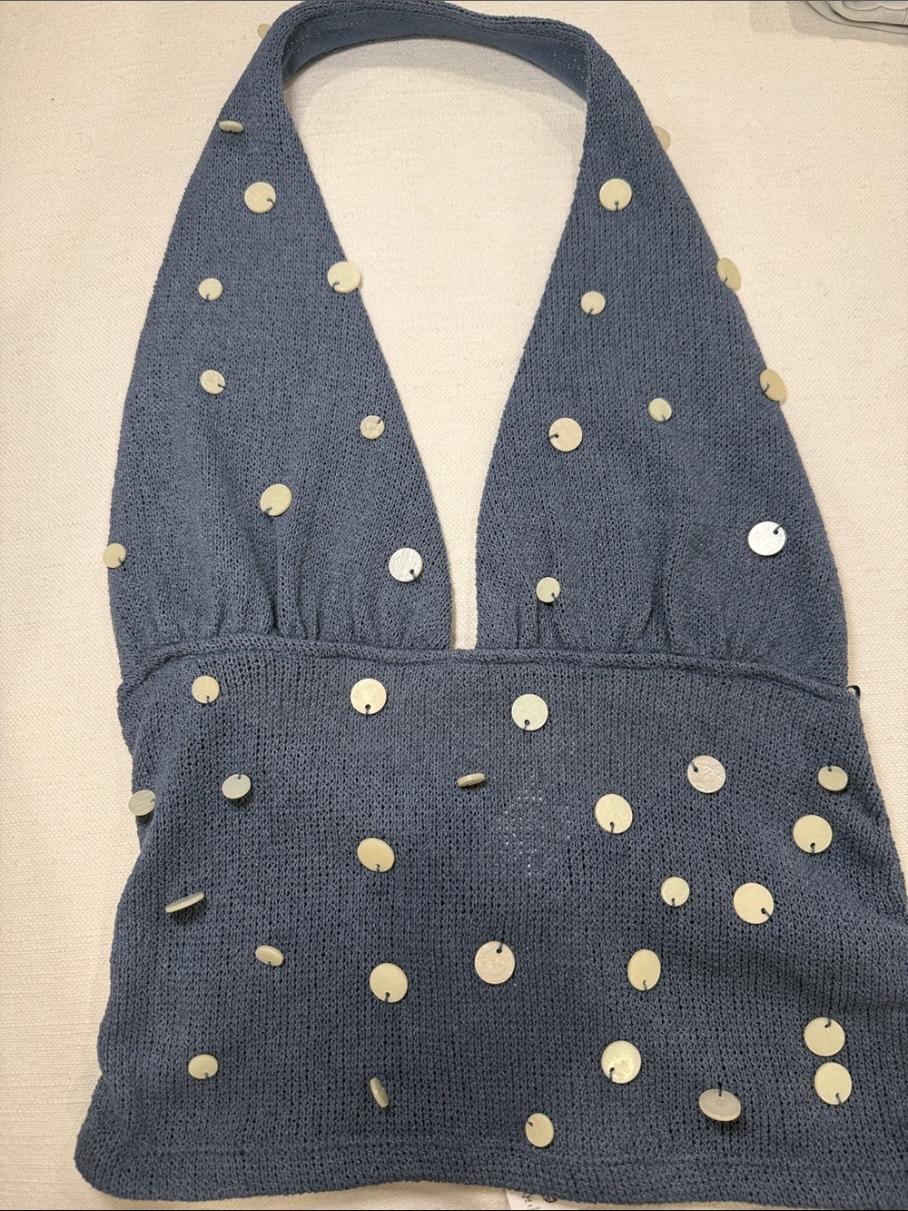 Zara Blue Sequin Halter top